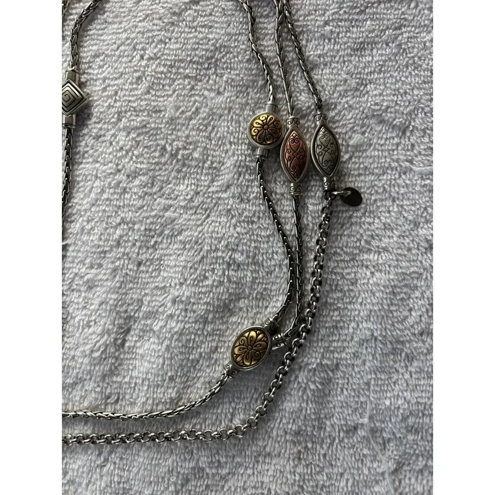 Brighton Vintage Chain Link Belt or Long Station Necklace Mixed Metals 44